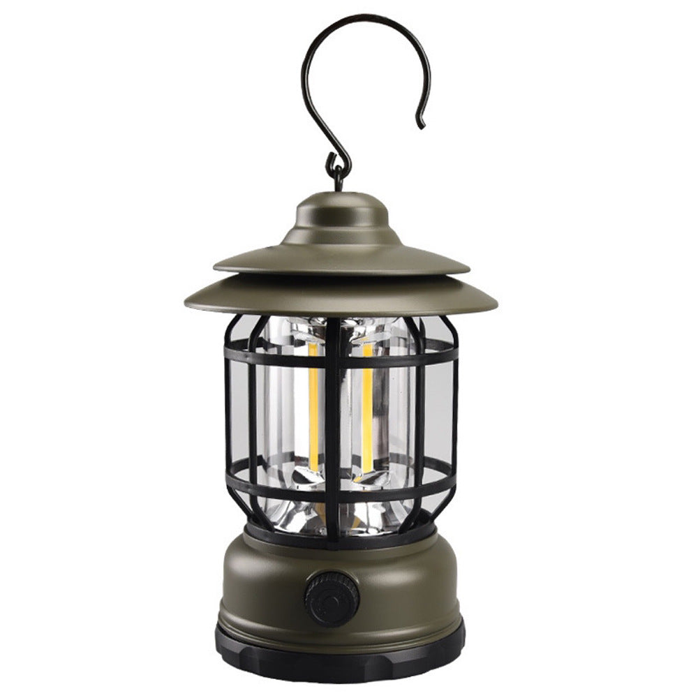 Cross-border new camping lamp outdoor multi-functional camping tent lamp retro lantern cob rechargeable portable lamp for home use