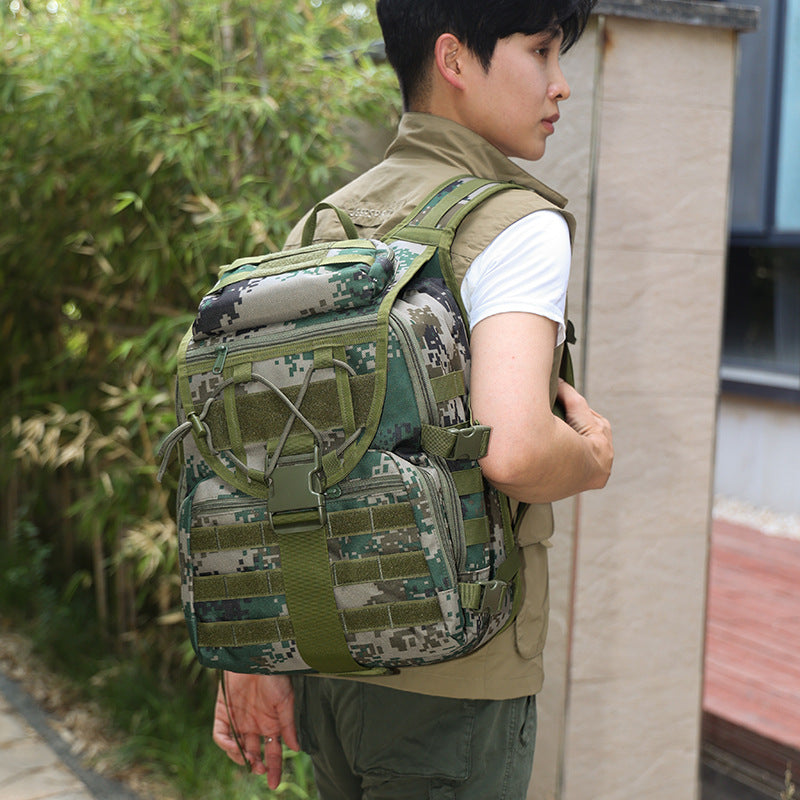 2025 New Men's Outdoor Backpack Travel Bag Large Capacity Oxford Cloth USB Charging Summer Camp Bag Export