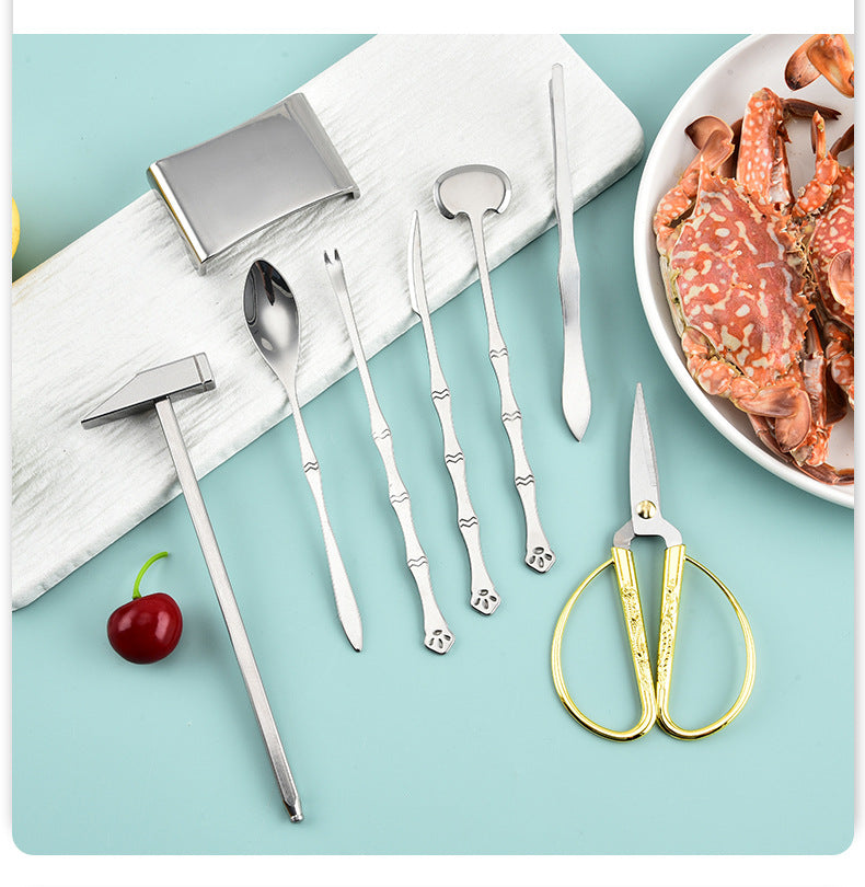 Crab Eight Pieces Stainless Steel Crab Eating Tools Crab suit Crab Pick Hairy Crab Crab Pliers Dismantling Crab Tools Gift Box suit