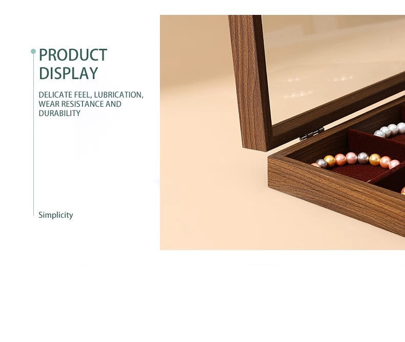 Walnut Grain Large Capacity Jewelry Storage Box Ring Earrings Necklace Jewelry Box Bracelet Jewelry Dustproof Display Box