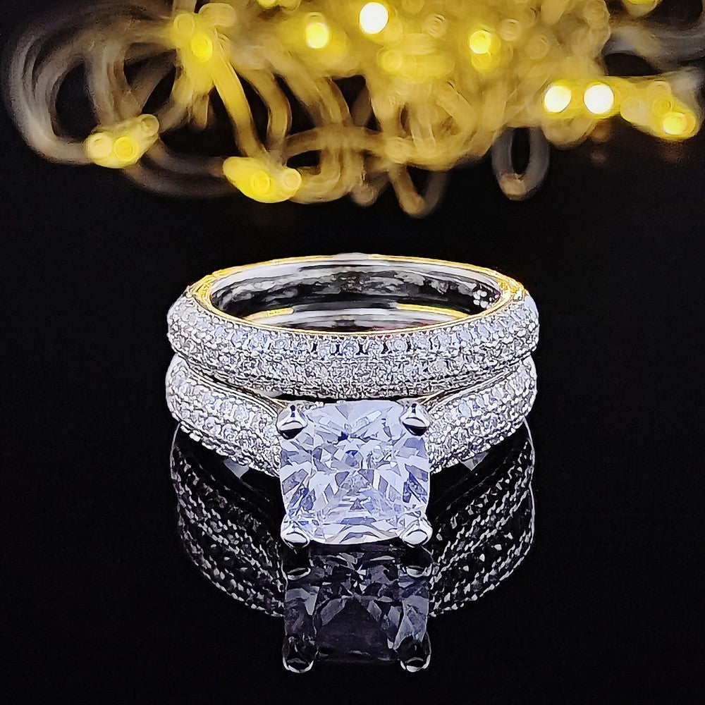 European and American Cross-border E-commerce Hot Sale Combination Ring suit Ring Female Niche High-level Sense Design Super Flash r7489