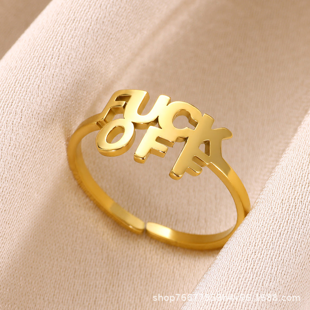Cross-border European and American explosions stainless steel ring adjustable geometric ring 18k furnace electroplated titanium steel ring wholesale