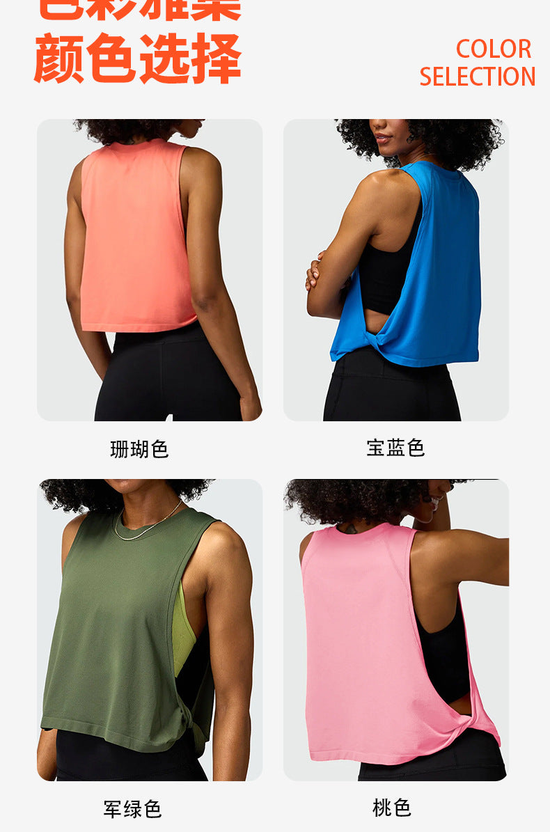 Cross-border yoga vest women's hollow back sports blouse outdoor running fitness leisure Joker top wholesale