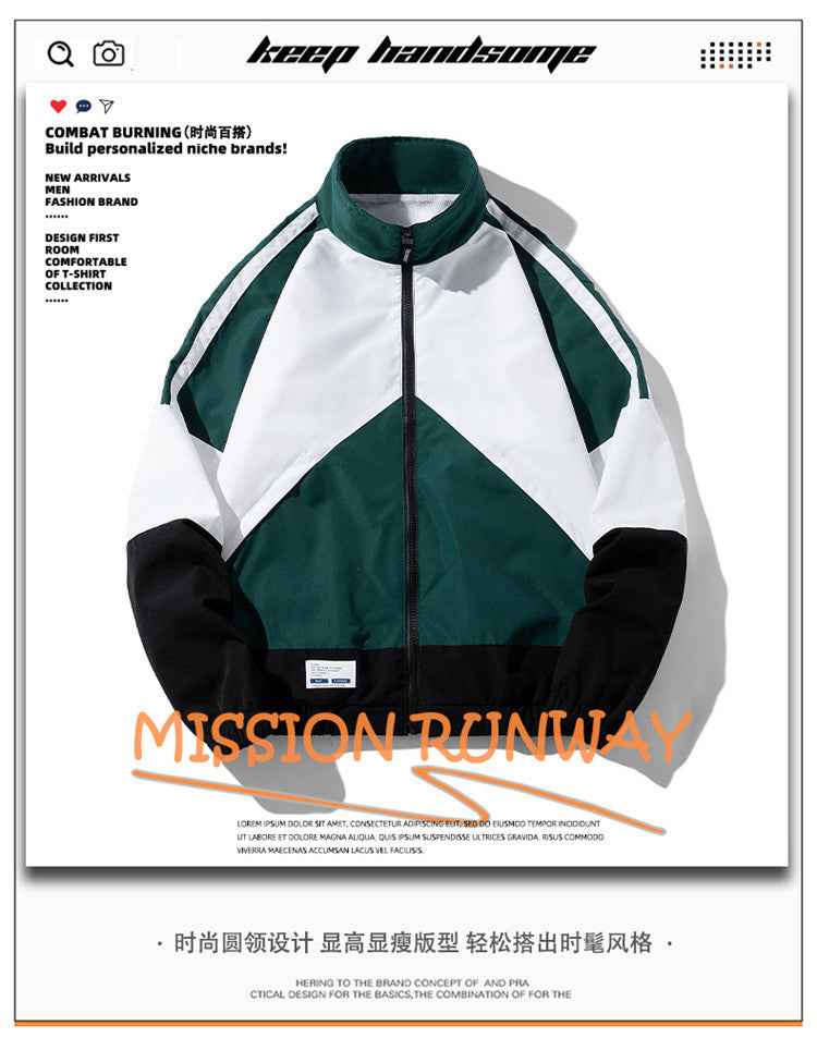 Spring and Autumn New Men's Tops Sports Casual Loose Tops Teenagers Color Matching Top Daily Versatile Tops
