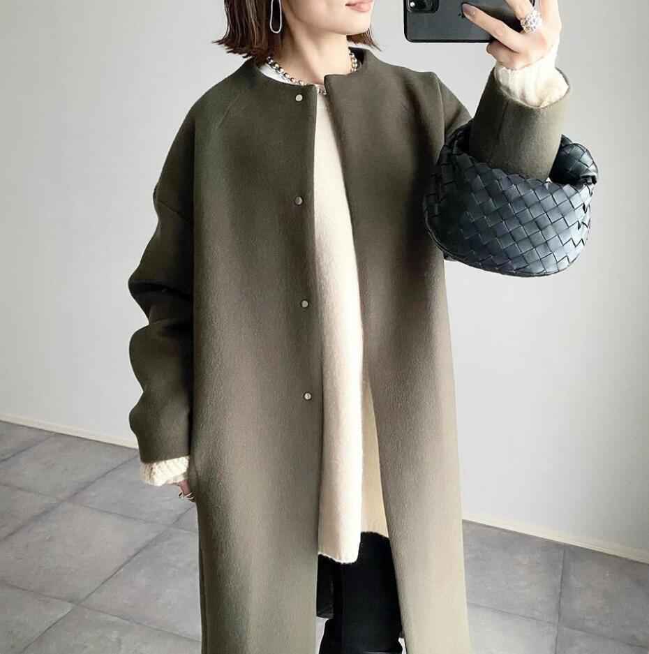 2026 Autumn/Winter New Style Lotte Ins Hot-Selling Loose Slimming Casual Simple Straight-Leg Coat Solid Color Overcoat for Women