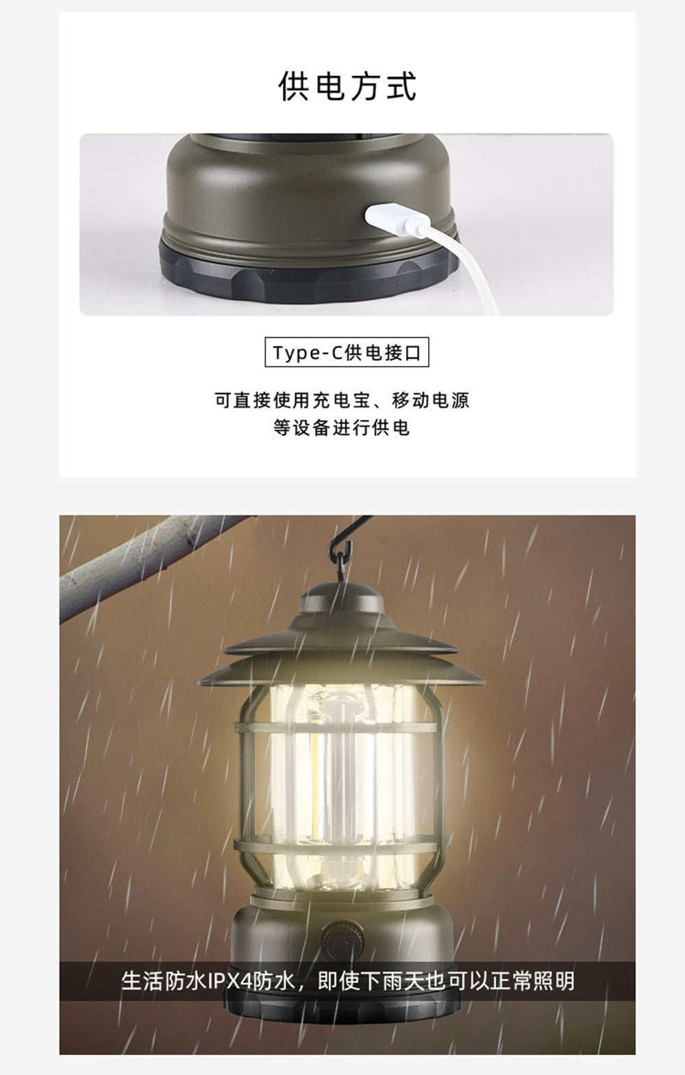 Cross-border new camping lamp outdoor multi-functional camping tent lamp retro lantern cob rechargeable portable lamp for home use