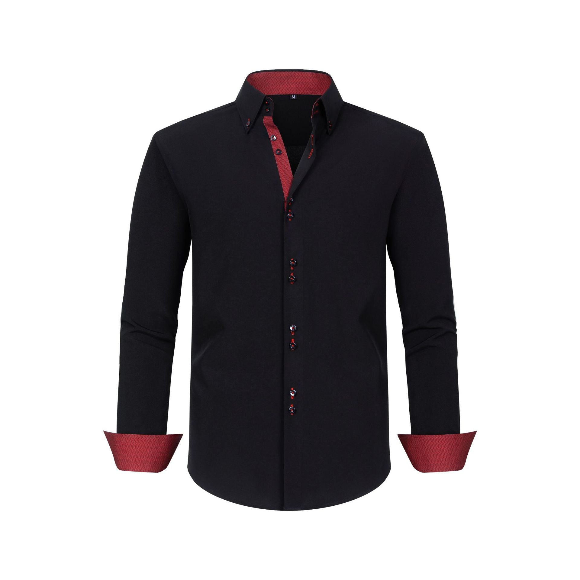 Cross-Border Four-Way Stretch Men's Shirt Polka Dot Color Matching Design Double-Breasted Shirt Men's Amazon Hot Style