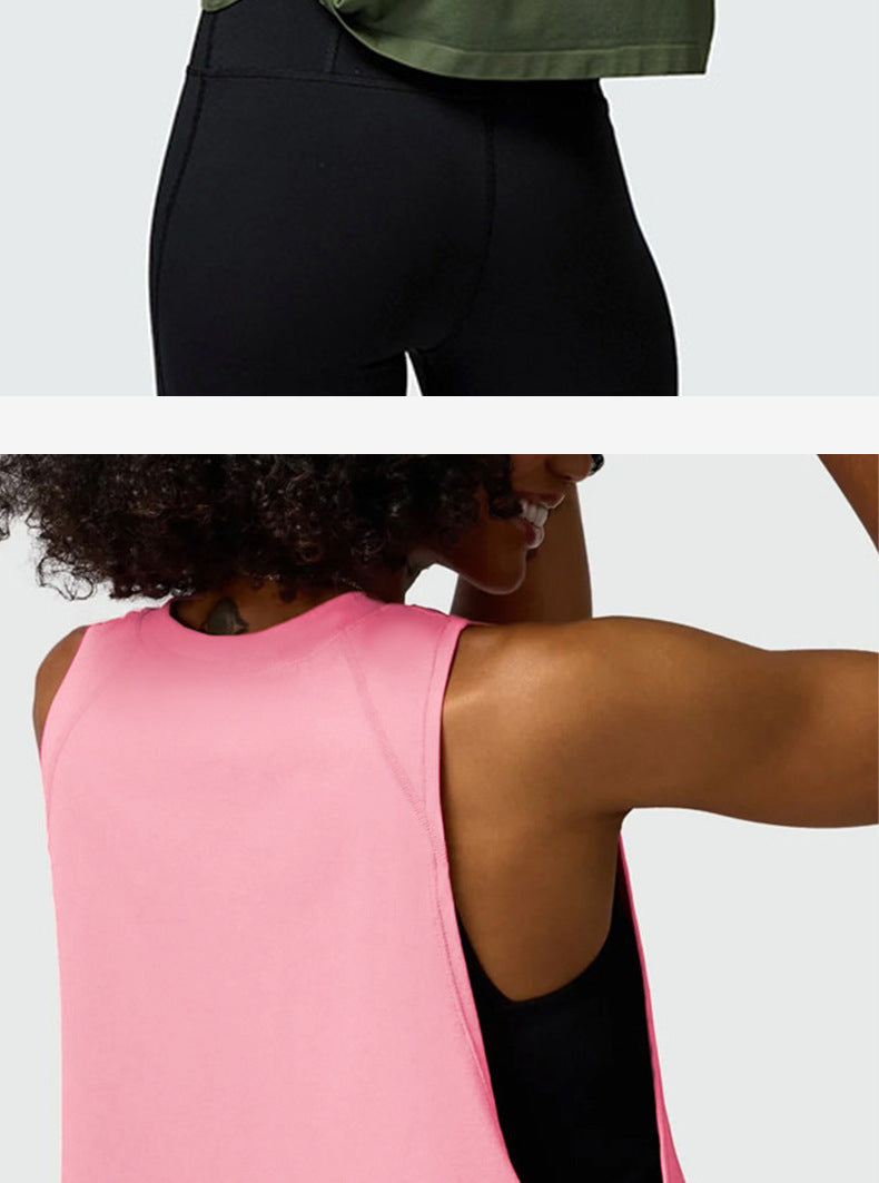 Cross-border yoga vest women's hollow back sports blouse outdoor running fitness leisure Joker top wholesale