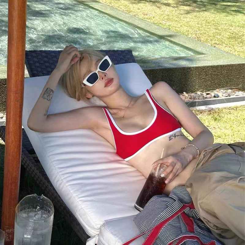Source Factory South Korea Ins Sexy Spice Style Swimsuit Female Girl Bikini Split Simple Hot Spring Swimsuit