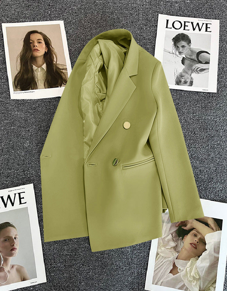 Candy Green Trendy Blazer for Women, 2026 Spring and Autumn New Korean Style, Internet Celebrity Style, Petite Casual