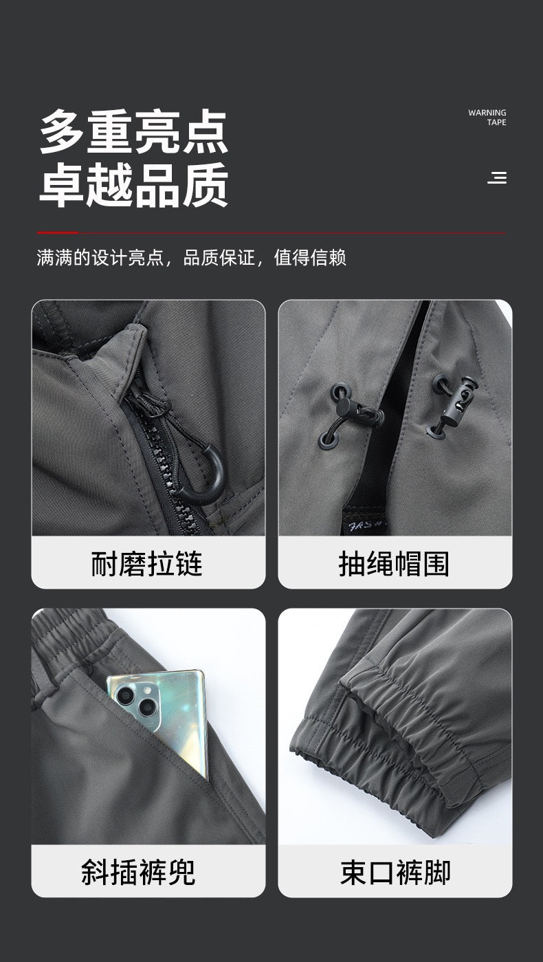 Outdoor assault clothing overalls suit men's spring and autumn elastic tooling labor protection clothing wear-resistant camouflage clothing hooded training clothing