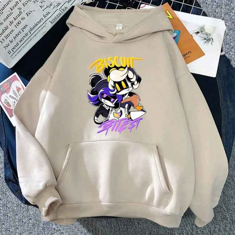 Foreign Trade Inorganic Killer Cartoon Printed Sweatshirt Autumn and Winter Male and Female Students Long-Sleeved Pure Color Jacket Hoodie Hoodie