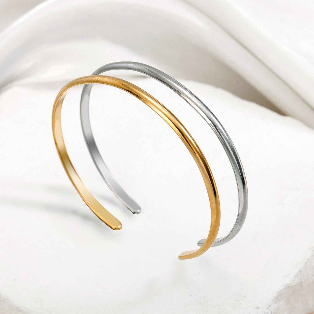 Cross-Border Fashion Personalized Electroplated Non-Fading Women's Bracelet with a Light Luxury and High-End Feel, Open Ring-Shaped Simple Bracelet