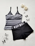 Huludao swimsuit new European and American tangini sling top boxer striped shorts Conservative split swimsuit