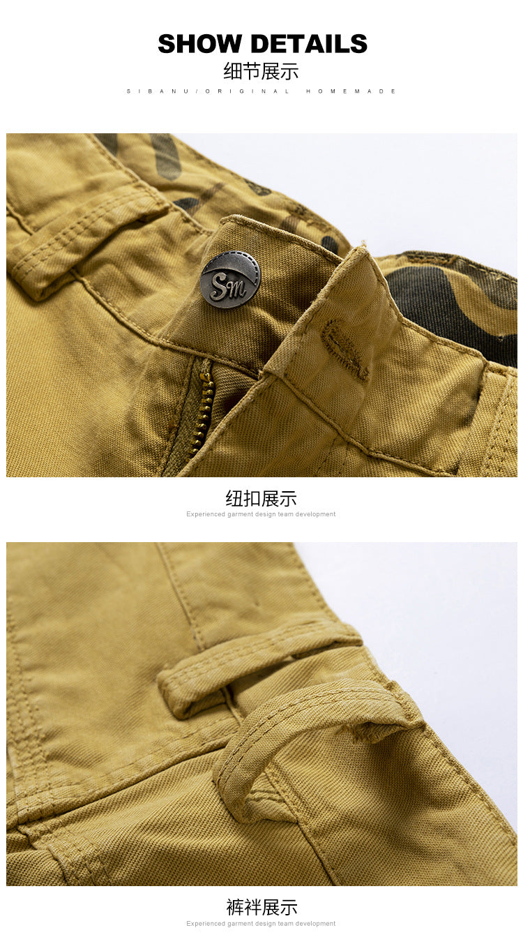 Camouflage Pants Men's Cargo Pants Loose Fit Summer Washed Cargo Shorts Cross-Border Exclusive B2021
