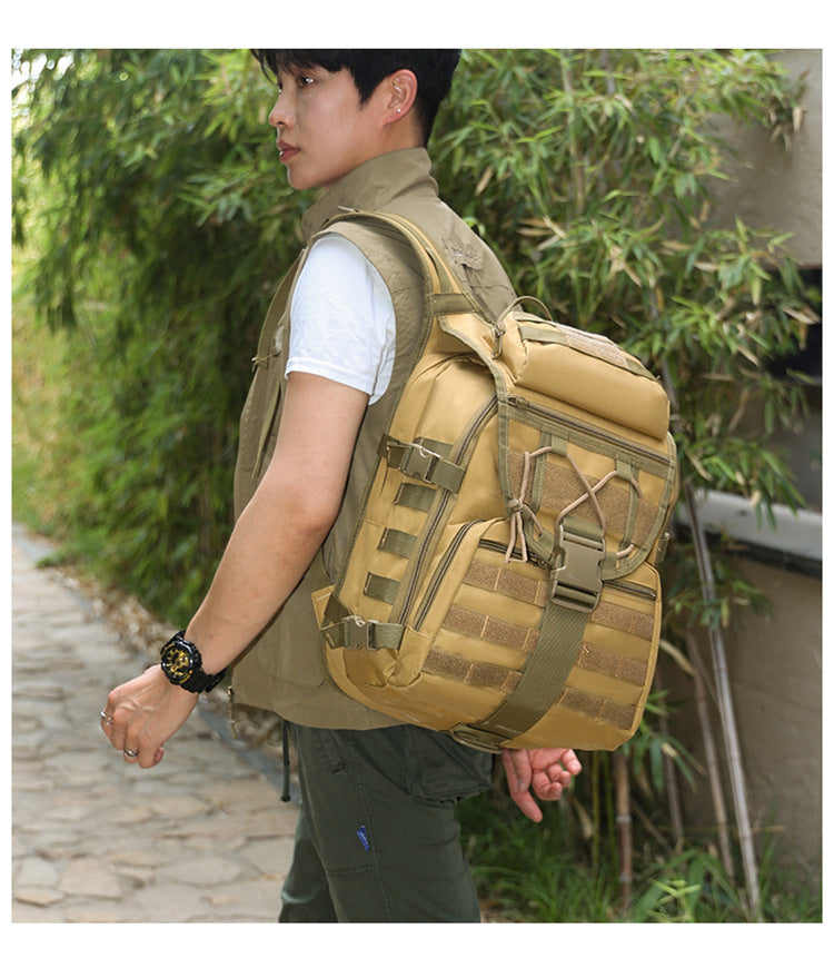 2025 New Men's Outdoor Backpack Travel Bag Large Capacity Oxford Cloth USB Charging Summer Camp Bag Export