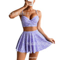 2026 New European and American Style Printed Skirt-Style Three-Piece Bikini Swimsuit Cross-Border Amazon Hot Spring Bikini for Women