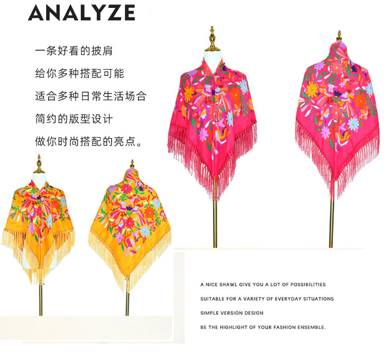 Cross-border New Daisy Twill Print Square Elegant Tassel Shawl Warm Beautiful Dustproof Multifunctional Scarf