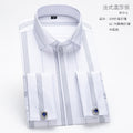 Men's French Cufflinks Shirt Men's Long-sleeved Windsor Collar Buckle Bamboo Fiber Double Stacked Sleeve Business Dress White Shirt