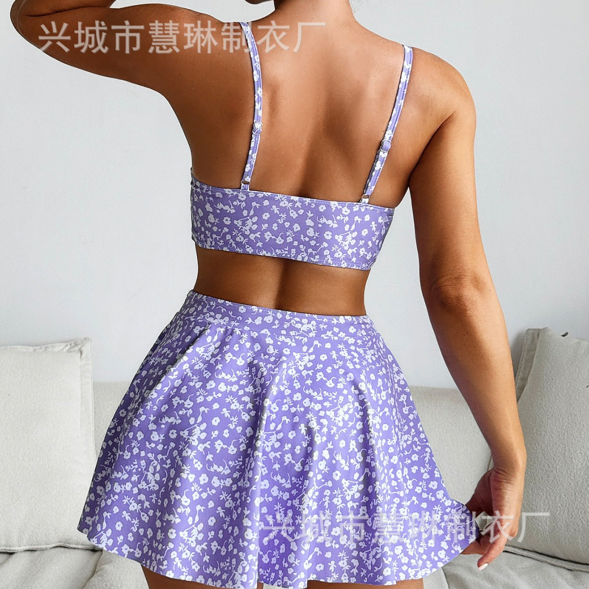 2026 New European and American Style Printed Skirt-Style Three-Piece Bikini Swimsuit Cross-Border Amazon Hot Spring Bikini for Women