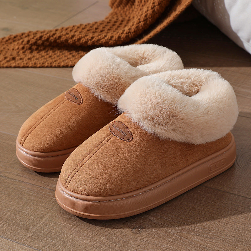 Winter Warm Short-tube Thick-soled Snow Boots for Women Couple Height-increasing fleece-lined Thickened Cotton Shoes for Interior and Exterior
