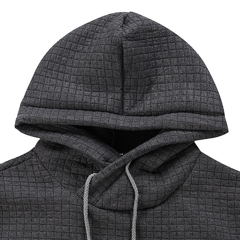 2018 autumn and winter new European and American men's jacquard sweater long sleeve hoodie warm color hooded sweatshirt jacket
