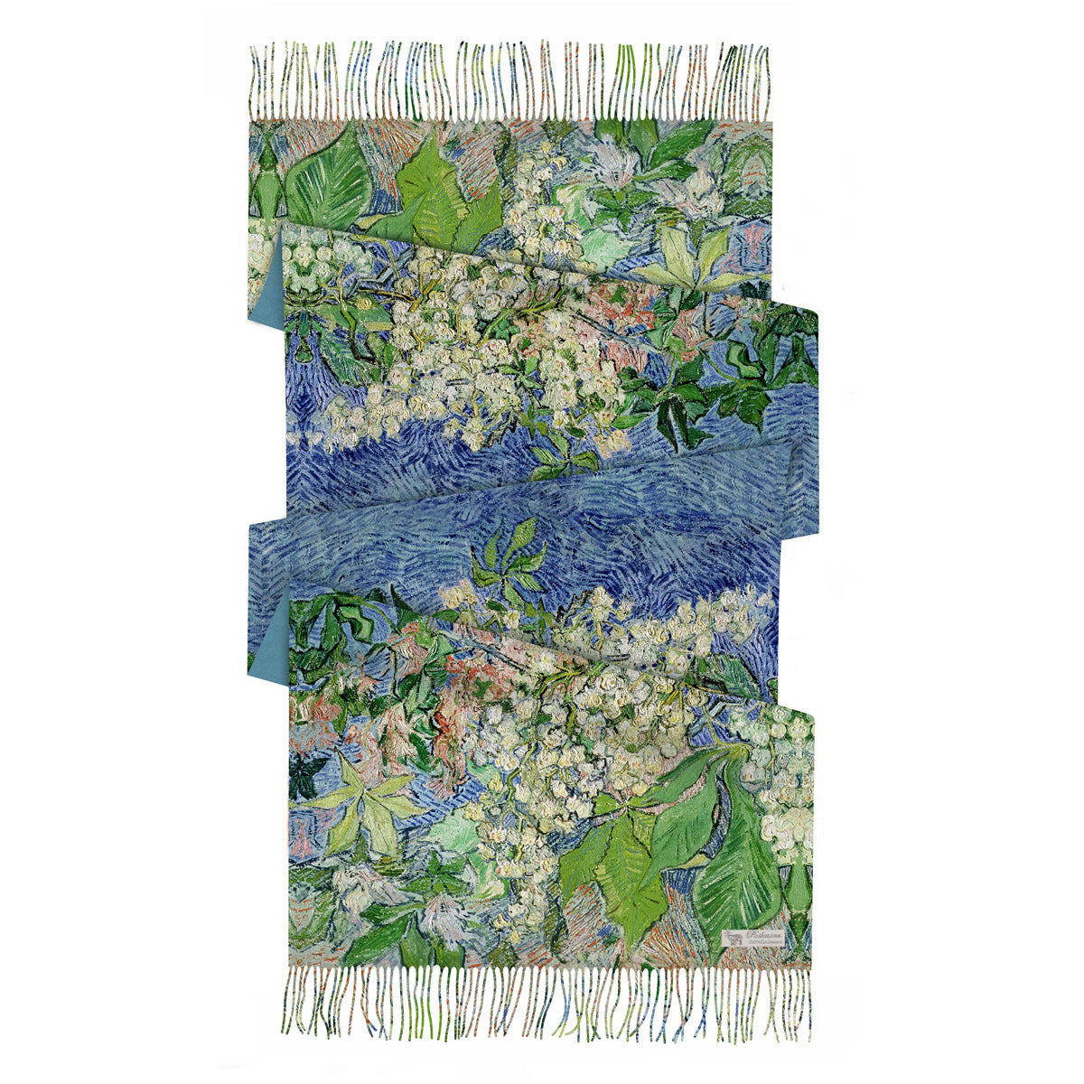 European and American Autumn and Winter New Van Gogh Oil Painting Chestnut Women's Warm Shawl Scarf Imitation Cashmere Tassel Long Scarf Scarf