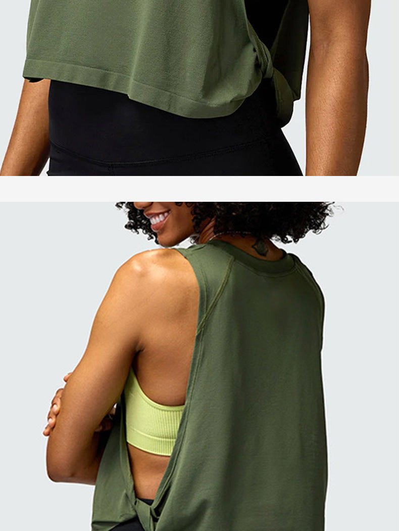 Cross-border yoga vest women's hollow back sports blouse outdoor running fitness leisure Joker top wholesale