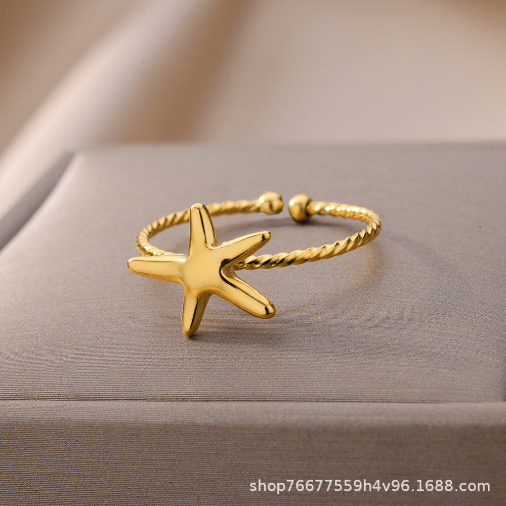 Cross-border European and American explosions stainless steel ring adjustable geometric ring 18k furnace electroplated titanium steel ring wholesale
