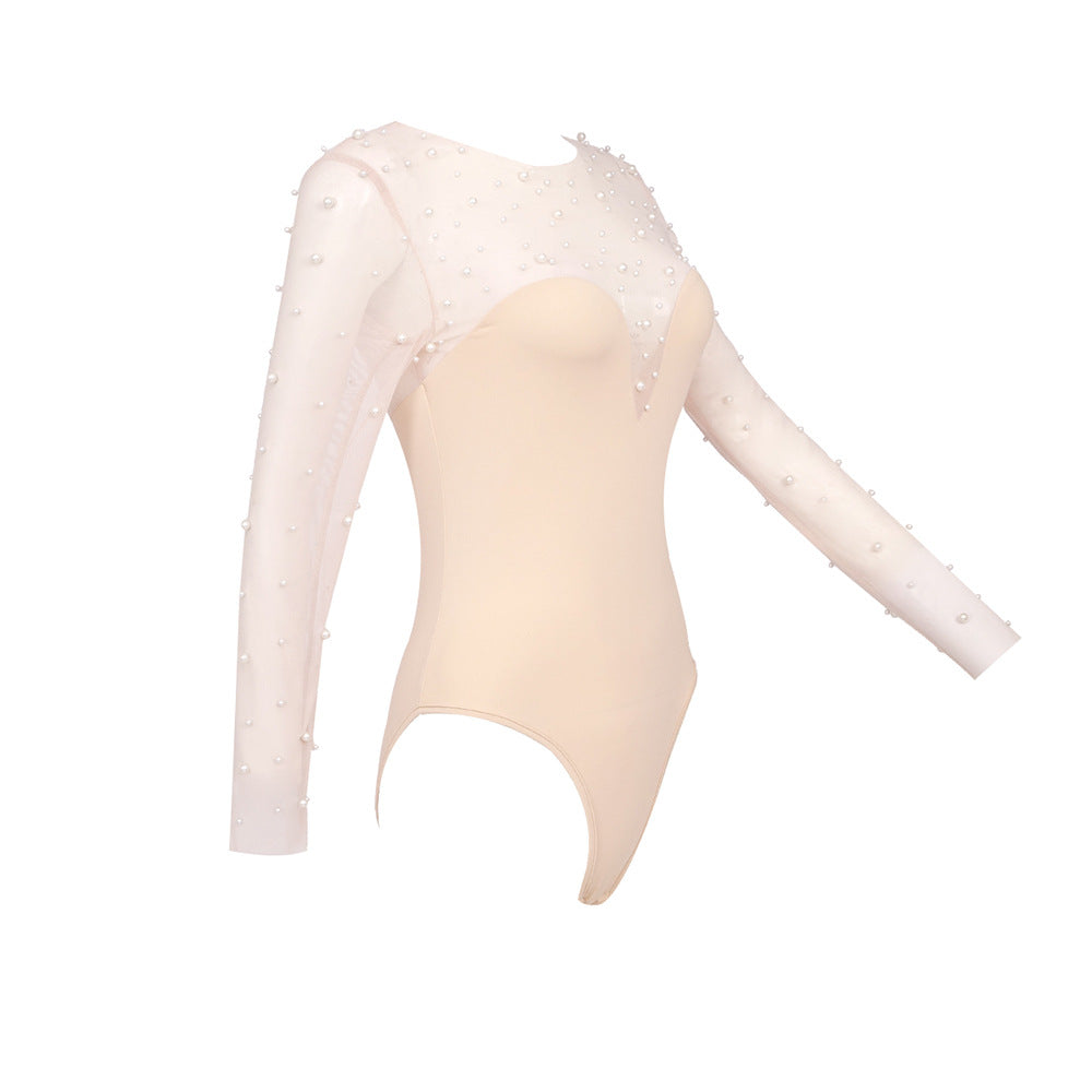 In Stock | White Bubble Bead Jumpsuit, Fashionable Casual Two-Piece Set, High-End European and American Women's Clothing, European and American Style.