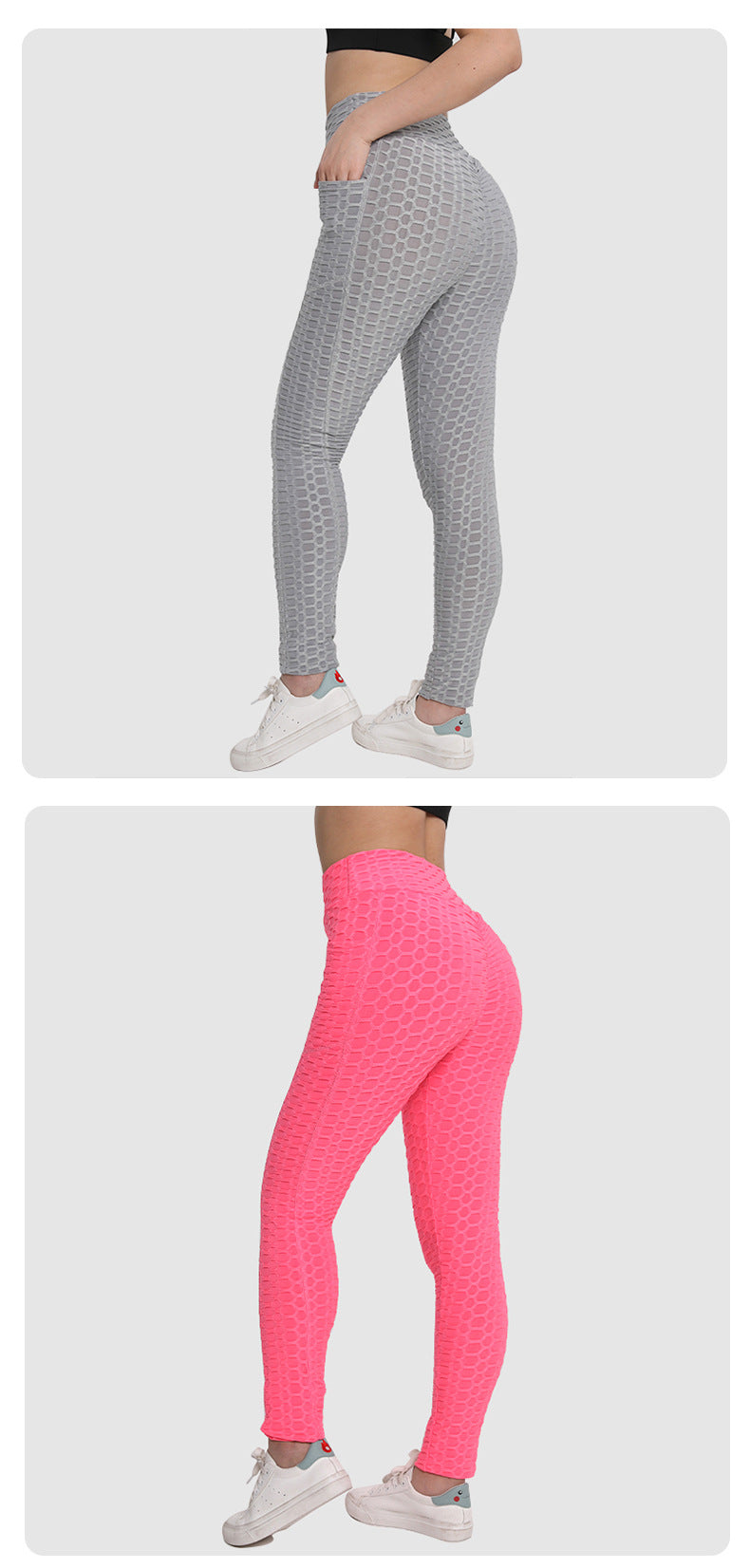 Amazon European and American Leggings Peach Fitness Pants High Waist Hip Leggings Pocket Jacquard Bubble Yoga Pants