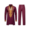 Cross-Border European and American Men's Fashion New Style Robe with Gold Stamping Print Men's Casual Suit Long-Sleeve Shirt and Long Pants for Men