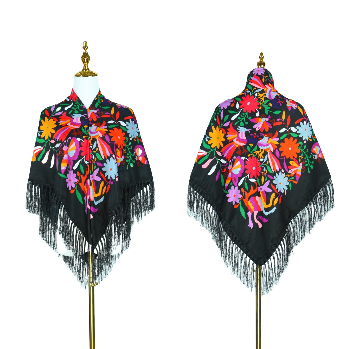Cross-border New Daisy Twill Print Square Elegant Tassel Shawl Warm Beautiful Dustproof Multifunctional Scarf