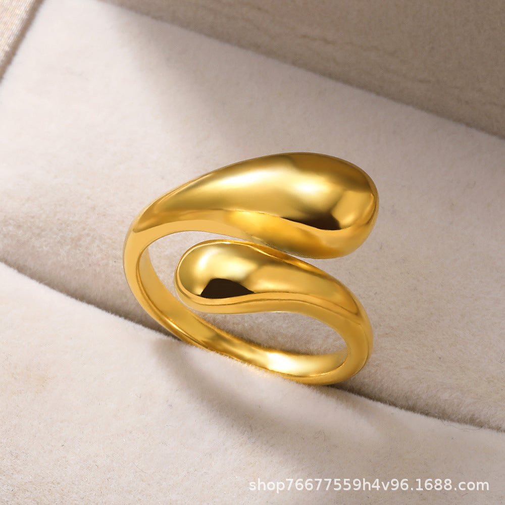 Cross-border European and American explosions stainless steel ring adjustable geometric ring 18k furnace electroplated titanium steel ring wholesale