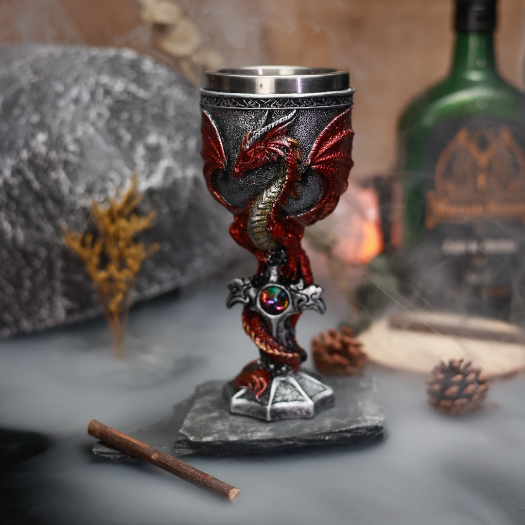 Cross-border New Product An Evil Dragon Wine Glass Western Dragon Stainless Steel Wine Glass 3D Three-dimensional Dragon Warrior Goblet