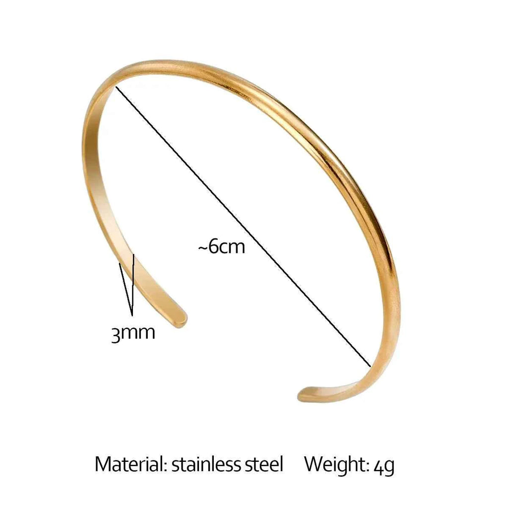 Cross-Border Fashion Personalized Electroplated Non-Fading Women's Bracelet with a Light Luxury and High-End Feel, Open Ring-Shaped Simple Bracelet