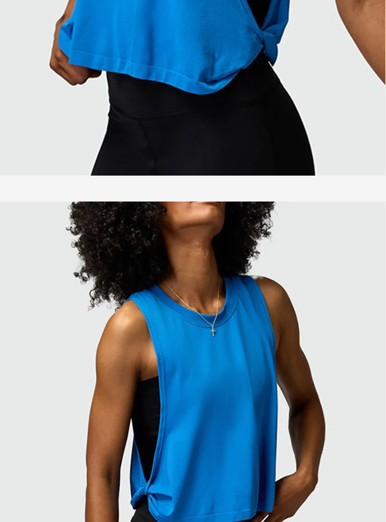 Cross-border yoga vest women's hollow back sports blouse outdoor running fitness leisure Joker top wholesale