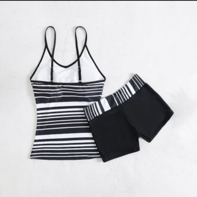 Huludao swimsuit new European and American tangini sling top boxer striped shorts Conservative split swimsuit