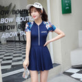plus size swimsuit women's one-piece skirt short sleeve professional sports swimsuit mother 200kg conservative belly slim hot spring