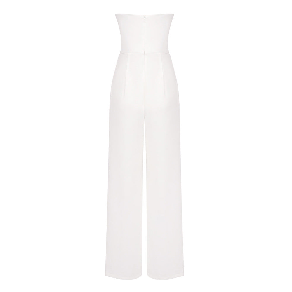 In Stock | White Bubble Bead Jumpsuit, Fashionable Casual Two-Piece Set, High-End European and American Women's Clothing, European and American Style.