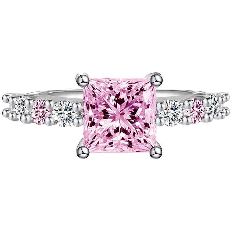 European and American AliExpress orders cross-border creative square geometric pink diamond ring ring factory direct r5173