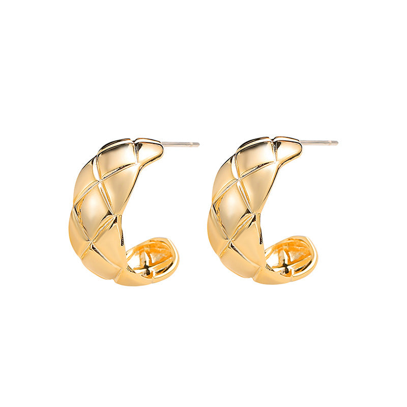 Mosquito-repellent incense plate ear clip no ear hole cold wind earrings earrings simple temperament French check earrings earrings female wholesale