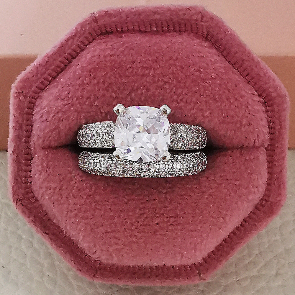 European and American Cross-border E-commerce Hot Sale Combination Ring suit Ring Female Niche High-level Sense Design Super Flash r7489