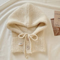 Balaclava Hat New Women's Winter Face-Show Small Ear Protection Neck Integrated Warm Knitted Roll Wool Hat