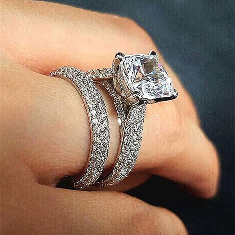 European and American Cross-border E-commerce Hot Sale Combination Ring suit Ring Female Niche High-level Sense Design Super Flash r7489