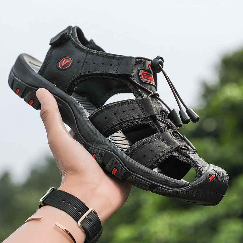 Amazon Summer Explosions Large Dock Layer Cowhide Casual Shoes Breathable Non-slip Quick-dry Outdoor Beach Sandals Men's Shoes