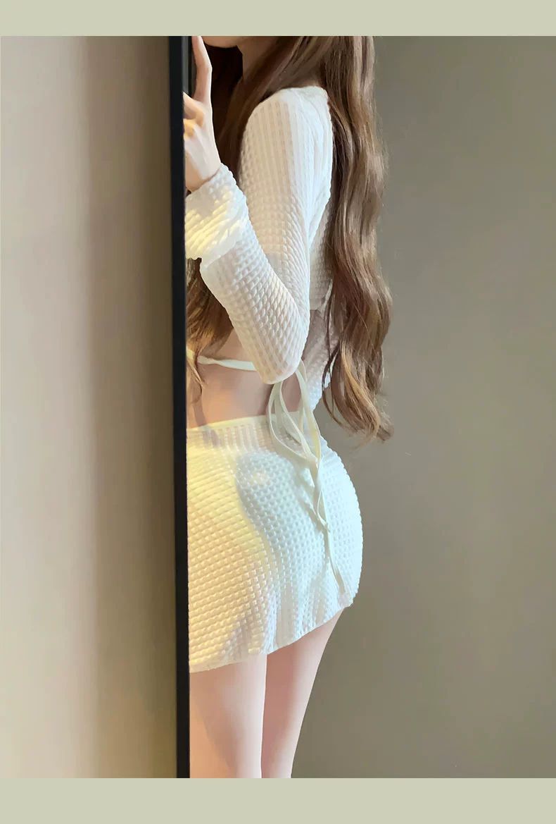 2025 New High-End Swimsuit Women's Split Bikini Four-Piece Bikini Sexy Long-Sleeved Sun Protection Hot Spring