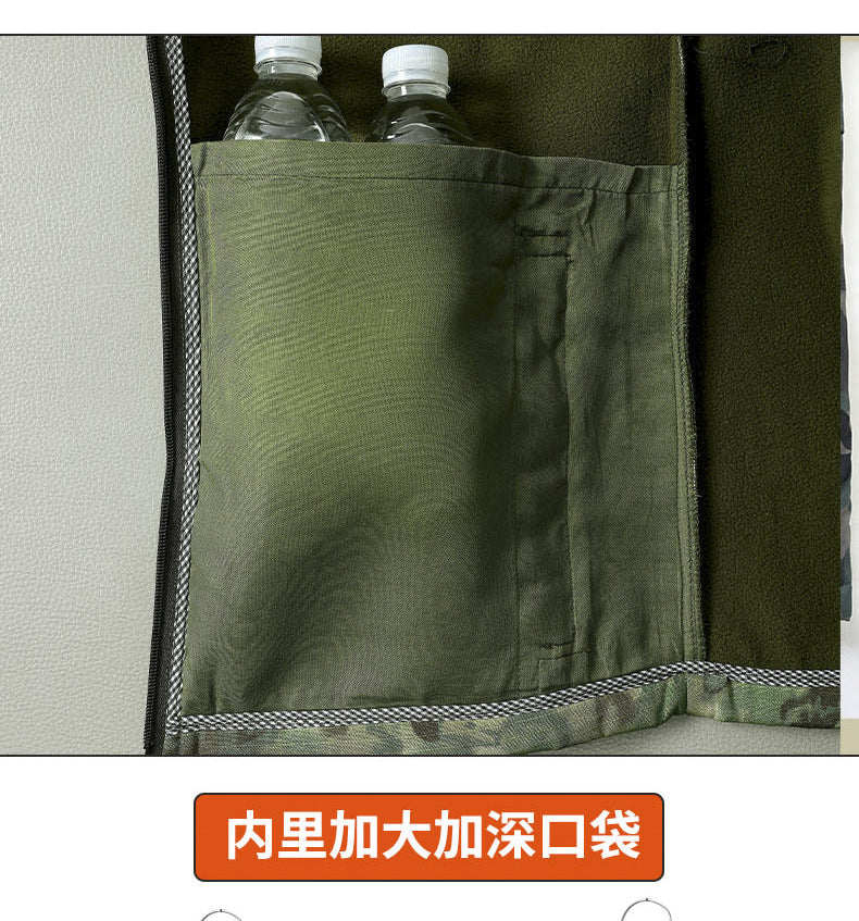 Autumn and Winter fleece-lined Work Clothes suit Men's Thickened Wear-Resistant Dirty-Resistant Labor Protection Mesh Warm-Keeping Tooling Outdoor Jacket