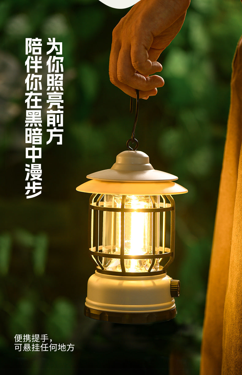 Outdoor Camping Lamp Home Atmosphere Camping Lamp Super Long Endurance Portable Horse Lamp Multifunctional Charging Retro Tent Lamp