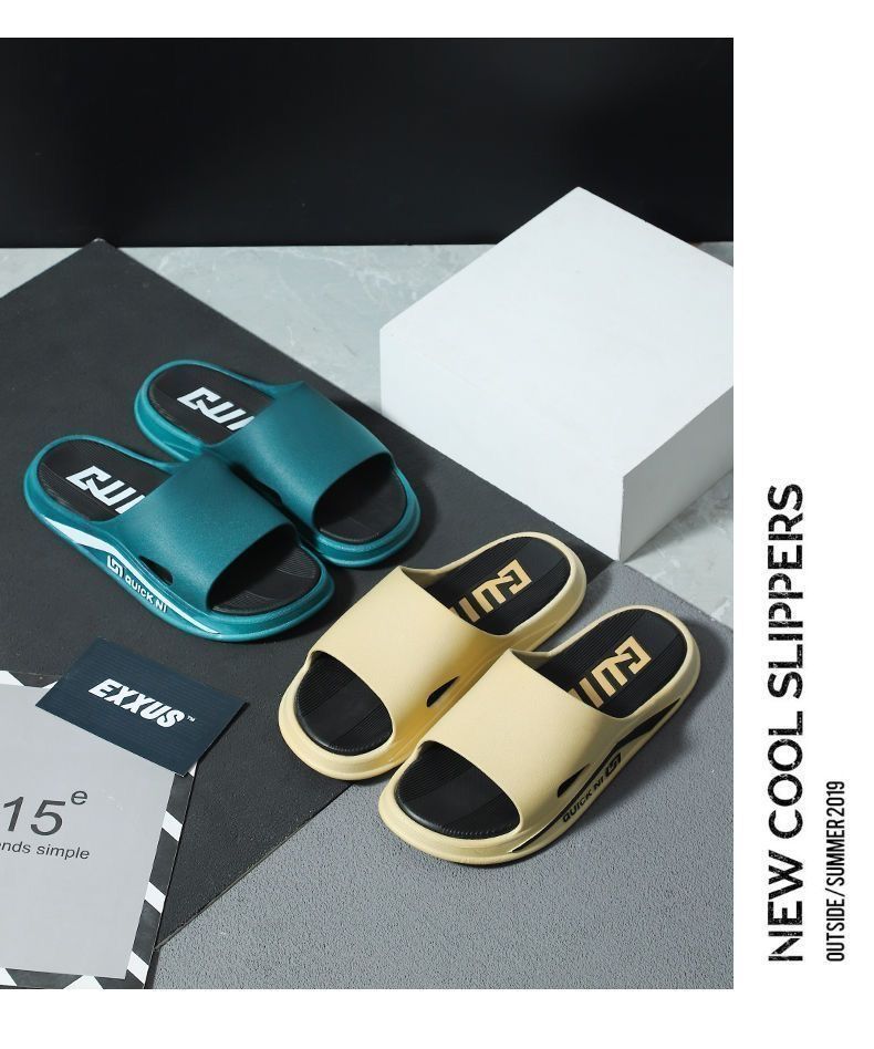 2024 New Korean Style Slippers Men's Trendy Outfit Household Bathroom Thick Bottom Wear-resistant Men's Sandals Wholesale Cross-border